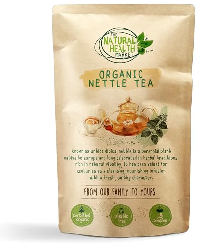 Organic Nettle Tea Bags 15 Temples – Caffeine-Free Herbal Infusion, Soil Association Certified, Plastic-Free – The Natural Health Market – UK Made, Small Batch
