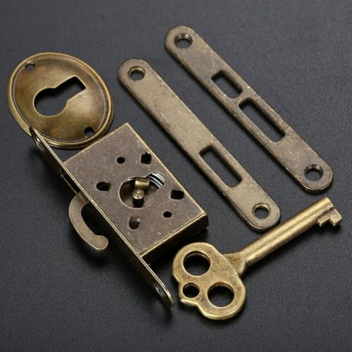 FACAIIO 5 serrature per cassetti in ferro antico con chiavi, design vintage retrò, per scatole di legno, armadi, porte scorrevoli, finitura argentata