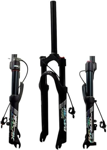 CUCKQUIC 20/24 Fahrrad-Luft-Öl-Federgabel MTB Mountainbike Vorderradgabel 80 mm Federweg Nabe 100 mm 9 mm Schnellspanner 1 1/8 Zoll gerades Rohr Schulterlinie Lock B,24in