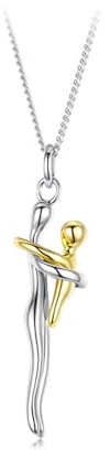 Zweifarbige Umarmungskette aus 925er Sterlingsilber, Anhänger mit Kette | „Mutter und Kind“, Embrace Schmuckstück