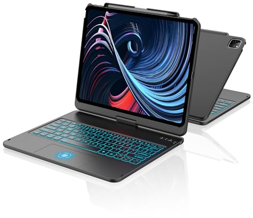 aMZCaSE for iPad Pro 13 inch Keyboard Case (M5/M4, 2025/2024) Case with Keyboard Case,Touch for iPad 13 Pro Case -360°Rotatable&Pencil Holder,UK Layout (Black, 13 inch)