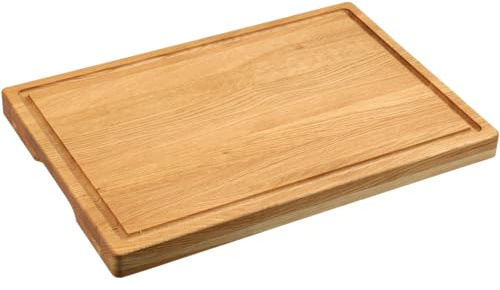 KESPER Tranchierbrett Eichenholz | FSC®-zertifiziert | Extra stark 3,5 cm | Griffmulde | BIOFA-Öl feuchtigkeitsabweisend | 50 × 35 cm | 49101