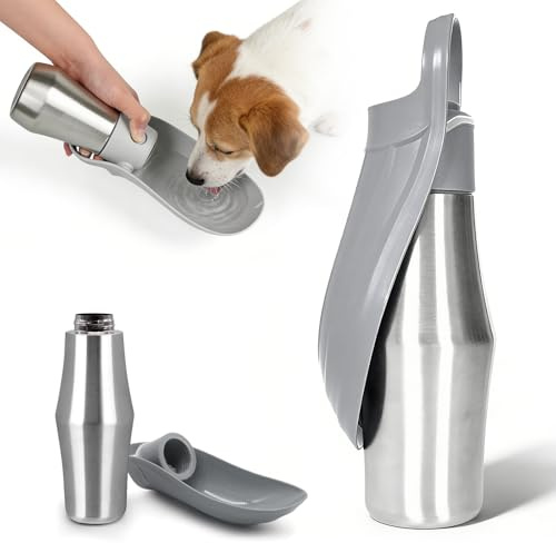 GOEDCH Borraccia per Cani da 750ml: Borraccia in Acciaio Inox, Bottiglia Acqua Portatile per Cani, Borraccia per Cani in Viaggio, Anti-Perdita e Robusta Borraccia per Cani per Escursioni e Campeggio
