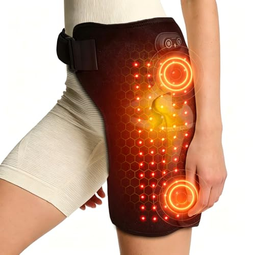 GartWerk Hip Heating Pad for Sciatica Pain Relief, Red Light Hip Wrap with Massage, 5000mAh Battery Powered, 3 Heat & Vibration Modes, 105 LED Beads 660nm, Wearable Heating Pad for Thigh Hip & Lower