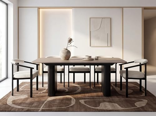 WFL GROUP Ausziehbarer Rechteckiger Esstisch – XXL Modernes Design mit Schwarzem Metallgestell – für 8-12 Personen, 180 x 90/280 cm – Kaschmir