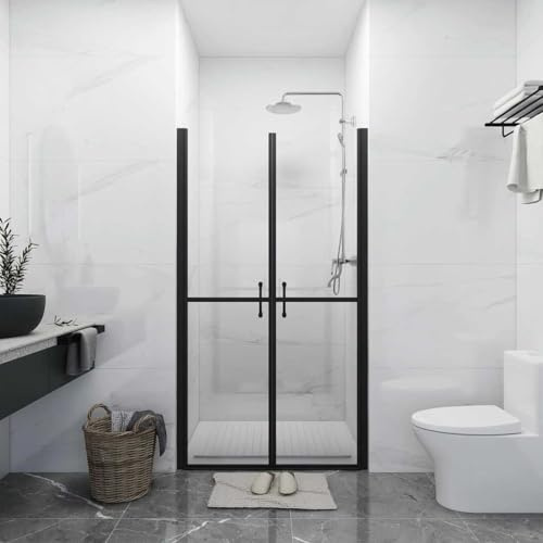Ziaphsol Porte de douche transparente ESG 68-71 x 190 cm, verre de sécurité ESG et cadre en aluminium, porte coulissante avec poignées, large ouverture pour douche et baignoire