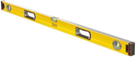 STANLEY Nivel FatMax II 120 cm, cuerpo de aluminio reforzado, 3 burbujas de visibilidad, precisión +/- 0.5mm/m, bases mecanizadas, extremos de caucho, empuñaduras fijas, 1-43-548