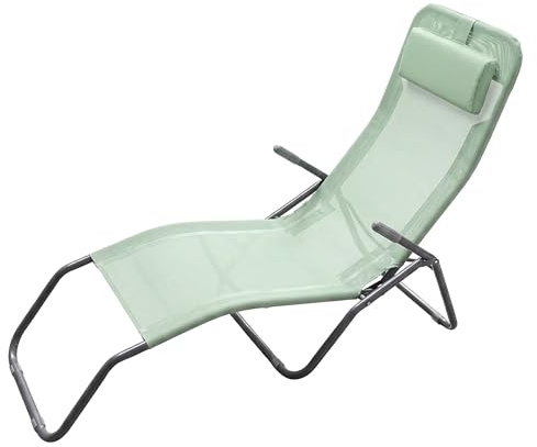 Spetebo Gesundheitsliege mit Kopfkissen 190 x 98 cm - grün - Gartenliege zusammenklappbar - Pool Bäder Spa Garten Balkon Sonnen Liege
