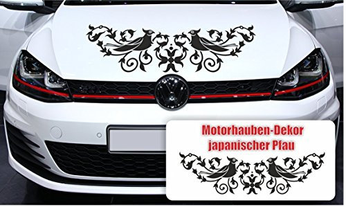 Werbetechnik Jeziorski Autoaufkleber Japanischer Pfau für Motorhaube - Farbe frei wählbar (Grasgrün)