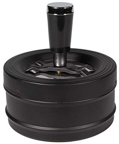 Drehaschenbecher Aschenbecher Metall schwarz matt Drehascher Ascher Durchmesser 9cm