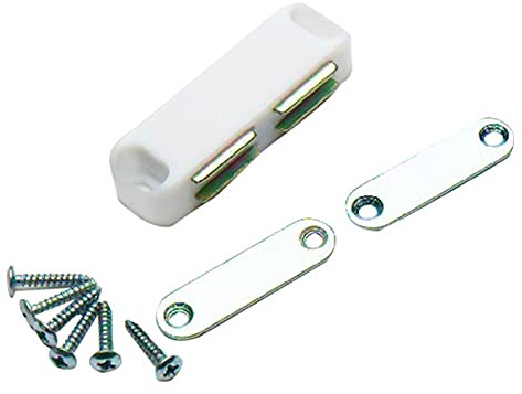 Merriway BH03812 (8 Pcs) Heavy Duty Magnetic Cupboard Cabinet Door Catch, Large 65mm (2.1/2 inch) with Twin Plates and Screws, Holds 8 kg (17.6lb) - White - Pack of 8 Pieces