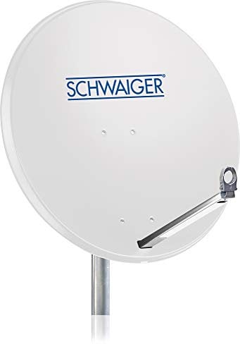 SCHWAIGER 180 Satellitenschüssel SAT-Antenne Satelliten-Anlage Offset-Antenne LNB-Tragarm Masthalterung Sat-Schüssel SAT-Anlage Stahl 75 x 85 cm weiß
