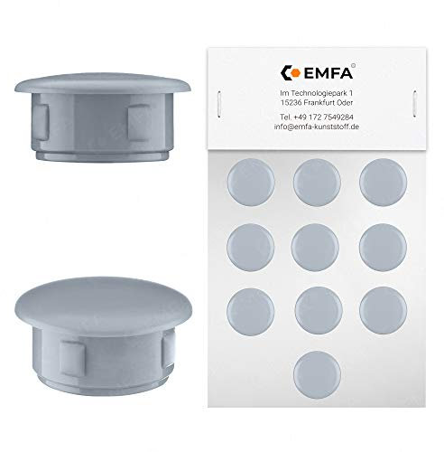 EMFA Abdeckstopfen für Bohrung: ø 8, Grau, 25 Stück Blindstopfen Abdeckkappen Lamellenstopfen Lochkappen 13x8 mm