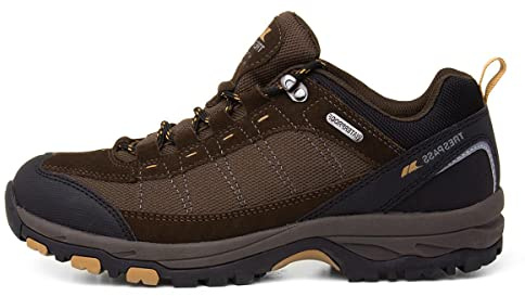 Trespass Scarp Mens Walking Waterproof Trainers Hiking Shoes in Brown & Grey