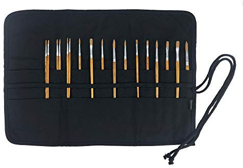 30 Pockets Artist Paint Brush Holder, Canvas Roll Up Case Bag & Storage Organizer Pouch Case- Store Brush, Pens Tools