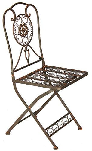 DanDiBo Gartenstuhl Metall Vintage Metallstuhl Stuhl Garten Tecla 17921 Eisen Nostalgie Eisenstuhl Braun Antik