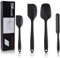 4Pcs Spatule en silicone,Ensemble de spatules en silicone,Spatule à pâte en silicone,Grattoir très résistant à la chaleur,Spatule en caoutchouc antiadhésive,Grande spatule en silicone (noir)