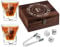Maverton Whisky Stones & 2 Engraved Glasses Gift Set - 250ml Whisky Glasses in Personalised Wooden Box - Birthday Gift for Men - Gift idea for him - Monogram