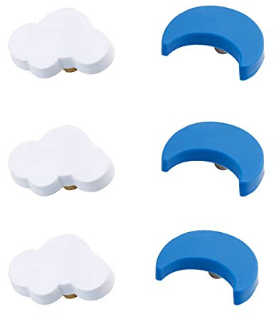 CcHhyyt Cartoon Form Weiche Gummi Knöpfe für Kinder Mädchen Jungen Schrankgriff Schubladen Knöpfe für Kinderzimmer Schränke 6 Stück (Mix F), Blau, Weiß