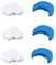 CcHhyyt Cartoon Form Weiche Gummi Knöpfe für Kinder Mädchen Jungen Schrankgriff Schubladen Knöpfe für Kinderzimmer Schränke 6 Stück (Mix F), Blau, Weiß