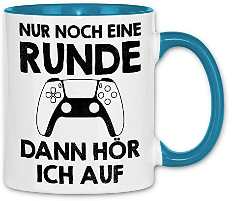 wowshirt Tasse Nur Noch Eine Runde Dann Höre Ich Auf Gamer Geek Zocker, Farbe:White - Light Blue