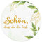 Aufkleber Schön dass du da bist 4,5 cm - Hochzeit Sticker ideal für Gastgeschenk in vielen verschiedenen Designs (20x Stück, Immergrün)