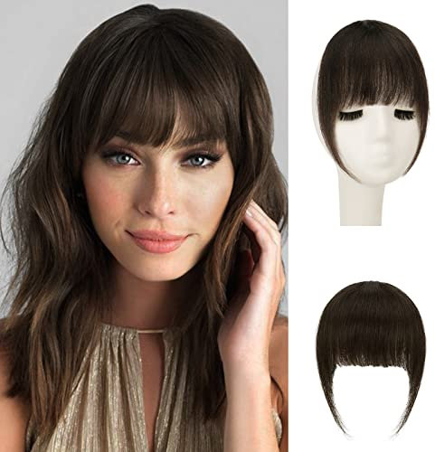 Sofeiyan Bangs Clip in 100% Remy Echthaar Fringe Bangs One Piece Human Hair Clip in Pony Fringe Extensions Natürliche Bangs with Tempel Haarteile Echthaar Haarverlängerung für Frauen