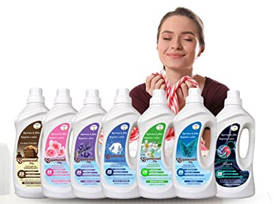SUPER WASH - Detersivo Lavatrice Igienizzante Dermocompatibile pH neutro Ipoallergenico Per Bucato 25 Lavaggi x 7 Profumazioni - 7000 ml (Felce azzurra)