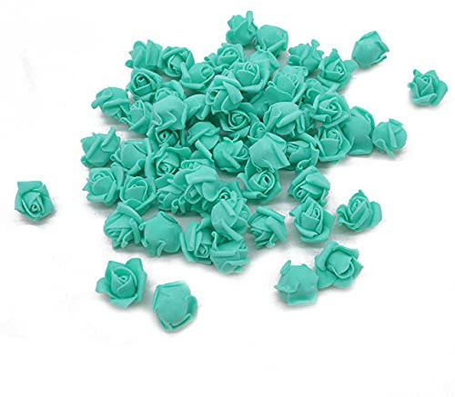 50 Stück 2 cm Mini Foam Rose Künstliche Blütenköpfe DIY Craft Dekorativer Kranz Weihnachten Hochzeit GIF Box Dekoration-Petrol