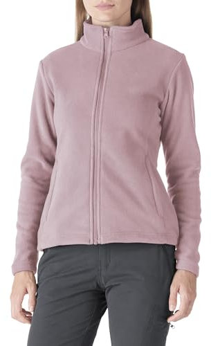 Outdoor Ventures Damen Fleecejacke mit Durchgehendem Reißverschluss Stehkragen Frauen Leichte Fleece Sweatjacke Warme Damenjacke für Laufen, Wandern und Freizeit Graurosa M