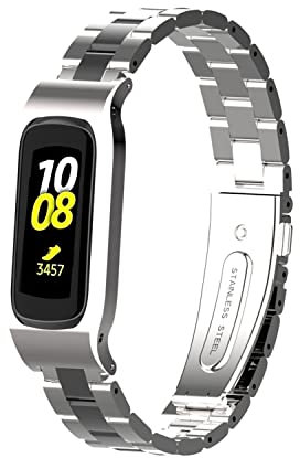 Gheper Bracelet en métal compatible avec Samsung Galaxy Fit2 SM-R220, cadre de protection en acier inoxydable, conception de boîtier de remplacement pour Fit 2 SM-R220