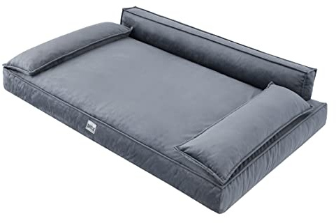 DOGGY Hundebett Haustierbett Hundeliegen Hundecouch Liegen Hundekissen Bett Sofa Hundekorb Tierbett Hundesofa Matratze Schlafplãtze, Graphit, 120 x 77 cm