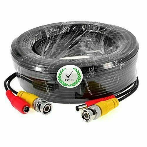 Multibao 2-in-1 BNC Video Power Cables, 5M 10M 20M 30M 50M BNC DC Power Video Lead Cables CCTV Security Camera DVR Extension Cable Black Color (30 Meter)