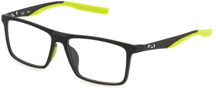 FILA Quadratisch Edelstahl Brillen in Matt Dunkelgrün für Herren, Brille mit Sehstärke, optional mit Sonnenbrillen tönung oder Blaulichtfilter (Modell VFI298)