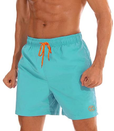 ZOXOZ Short de Bain Homme Maillot de Bain Homme Court Boardshort Short Plage Étanche Short Séchage Rapide Filet avec Poches Bleu Clair 2XL