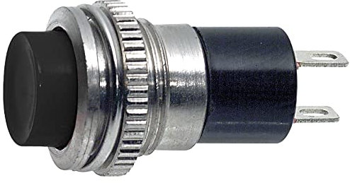 Pulsante unipolare con tasto chiuso con contatto normalmente chiuso, foro di montaggio diametro 12mm - 250V 1A