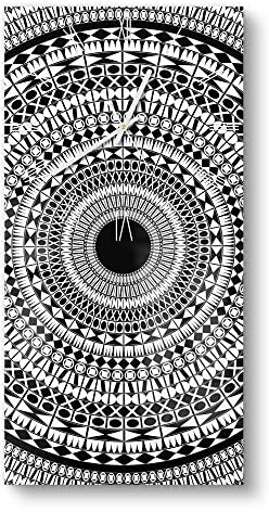 DEQORI Glasuhr | horizontal 30x60 cm | Motiv Kreisförmiges Mandala | große XXL Design Uhr aus Glas | leise Wanduhr für Wohnzimmer & Küche | moderne Hingucker Uhr für die Wand