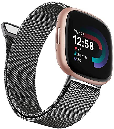 Wanme Metallarmband kompatibel mit Fitbit Versa 3/Versa 4/Fitbit Sense/Sense 2 für Damen und Herren, Edelstahl, verstellbar, Ersatzarmbänder mit Fitbit Versa 4/Versa 3/Sense/Sense 2