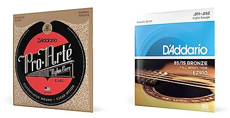 D'Addario Corde per Chitarra Classica EJ45 Classic Nylon | Tensione Normale | 1 Pacchetto & Corde per Chitarra Acustica