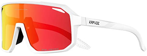KAPVOE Fahrradbrille Polarisiert Herren Damen Sonnenbrille Sportbrille Radbrille Sportsonnenbrillen Radsportbrille Radfahren MTB Brille Rennrad Triathlon Laufen Wandern Volleyball Bergsteigen Rot