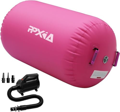 PPXIA Aufblasbare Air Roll Air Barrel Airspot Airmatte Track Gymnastik Tumbling Matten, Gymnastikmatte mit Pumpe, Turnmatte Trainingsmatte für Zuhause, Taekwondo, Yoga, Gym, Fitness