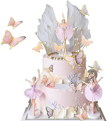 Graplan Ballerina Tortendeko 25 Stück für Geburtstag, Kuchen Deko, Cake Topper, Happy Birthday Kuchendeko für Kinder Mädchen