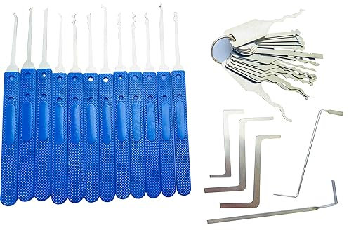 Auto Lock Pick, Civil Lock Pick Set, 12-teiliges Civil Lock Pickings mit 5-teiligen Spannschlüsseln, mit 16-teiligen Auto Jigglers Tryout Master Keys für Anfänger und Lock Picker, Schlosser Werkzeuge