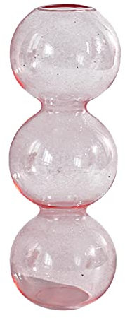 Moderne Glas-Blumenvase, Tisch, Hydrokultur, Terrarium, Pflanzgefäß, Behälter, 3 Kugeln, Rosa