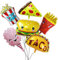 Ballon-Set mit 6 großen Stücken Snacks für Party- und Ladendekoration, Dekor-Ballon-Set enthält Pizza-Popcorn-Hamburger-Chips, Eis, Taco-Lebensmittel-Thema, leckerer Stil für Geburtstags-Essensparty