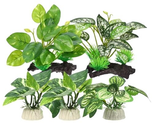 CAPASTEC, 5pcs Aquarium Plants for Betta Fish, Plastic Plants for Fish Tanks Decor, Green, 16cm-8cm / 6.30-3.15