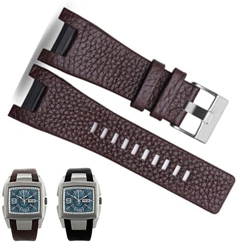 SHZZHS Echtes Lederarmband für Diesel DZ4246 DZ1273b. Spezielles Herrenarmband mit Edelstahlschließe, 32 x 17 mm