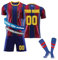 Fußball Trikot Kinder Personalisiert Set Fussball Trikot für Kinder Erwachsene Trikot mit Eigenem Namen & Nummer Football Jersey Set mit T-Shirt, Shorts und Socken für Herren Kinder
