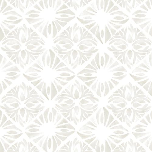Yomshi 44cmx10m Self Adhesive Geometric Contact Paper - White Brown Peel and Stick Wallpaper for Bedroom Bathroom - Modern Minimalist Style