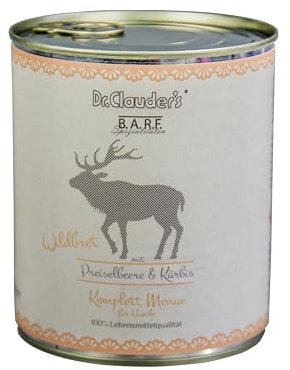 Dr. Clauder's | Cibo umido per cani | Cibo Barf | 6 x 800 gr | Vari sapori | (6 x 800 g, cervo)